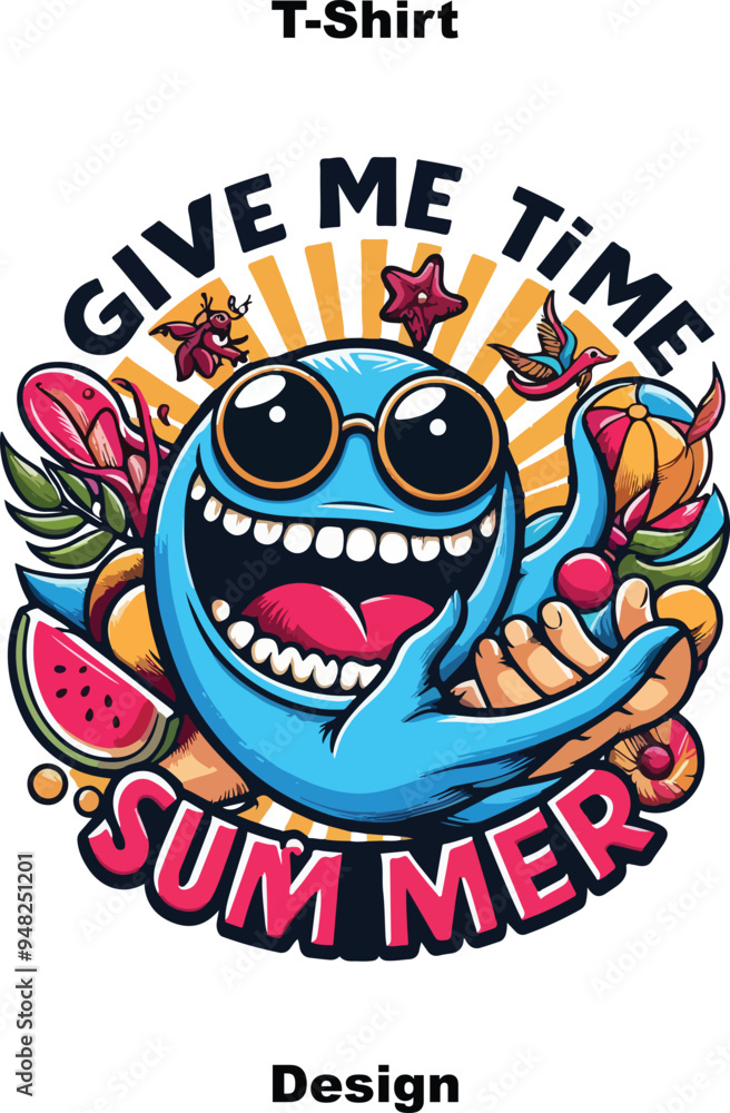 Naklejka premium Enjoy the summer design sticker 2d cute fantasy vector illustration.