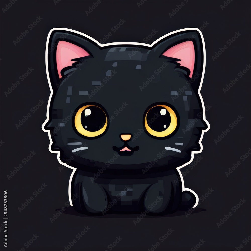 the AI Image Generator, Cute kitten sticker isolated on black the AI Image Generator, Cute kitten sticker isolated on black