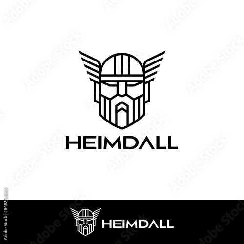 Heimdall helmet nordic mythology logo. logo viking head simple modern