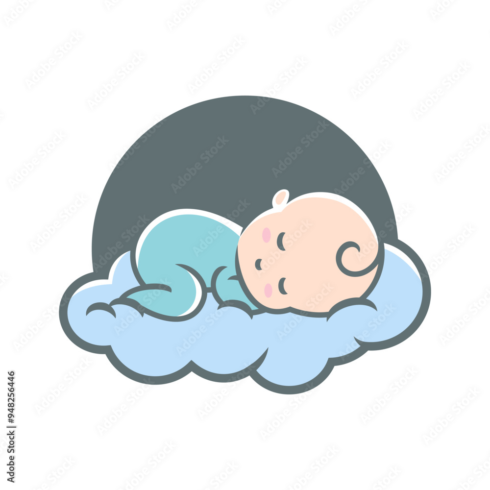Cute Baby sleep illustration. Baby sleeping on cloud. White background. Cute Baby sleep illustration. Baby sleeping on cloud. White background.