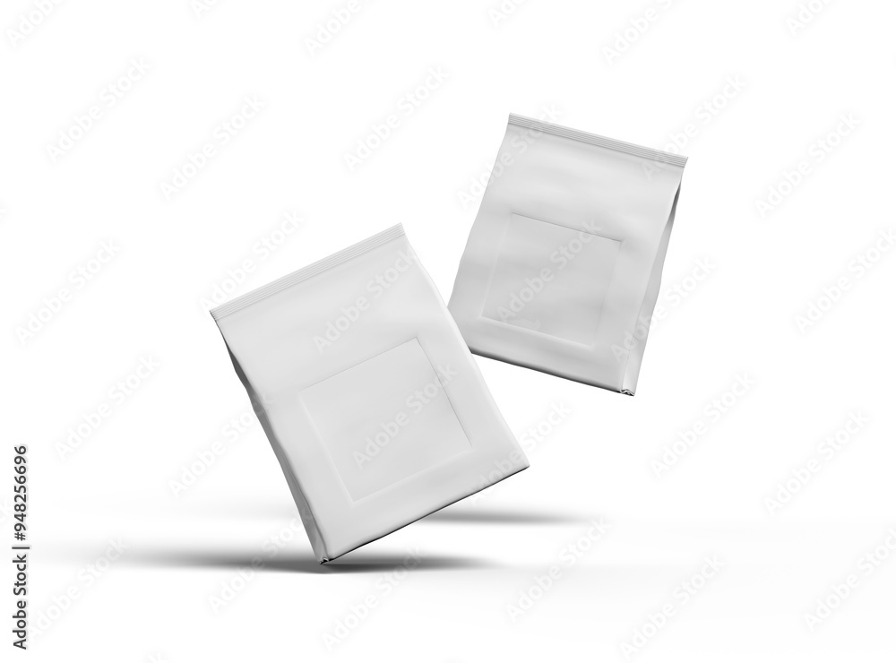 Render of a glossy sealed doypack package with window hole on transparent background Render of a glossy sealed doypack package with window hole on transparent background