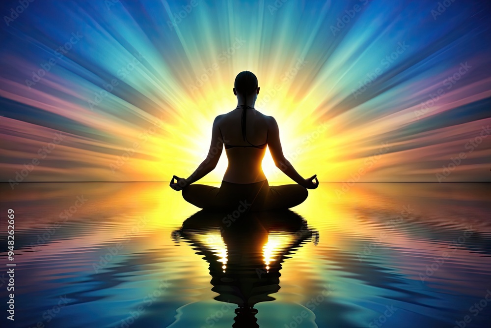 Silhouetted figure in serene contemplation, poised in a perfect yoga pose, against a subtle gradient background, evoking a sense of calm and inner balance. Silhouetted figure in serene contemplation, poised in a perfect yoga pose, against a subtle gradient background, evoking a sense of calm and inner balance.