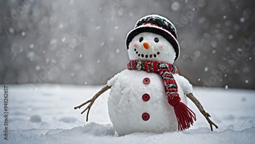 cute snowman in winter