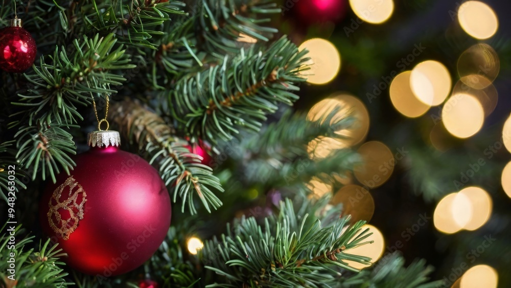 Fototapeta premium close up of Christmas tree decorations