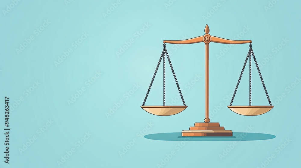 Justice scales with light and dark weights, moral balance, flat design illustration Justice scales with light and dark weights, moral balance, flat design illustration