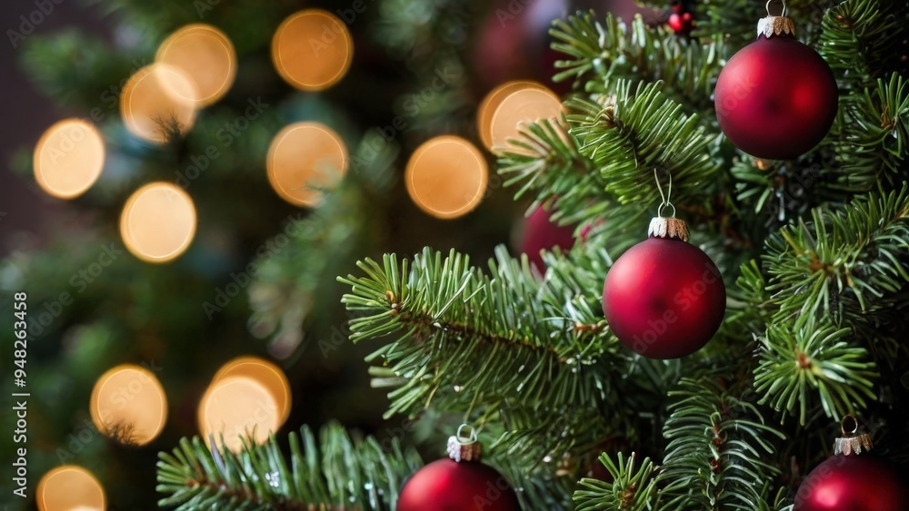 close up of Christmas tree decorations close up of Christmas tree decorations