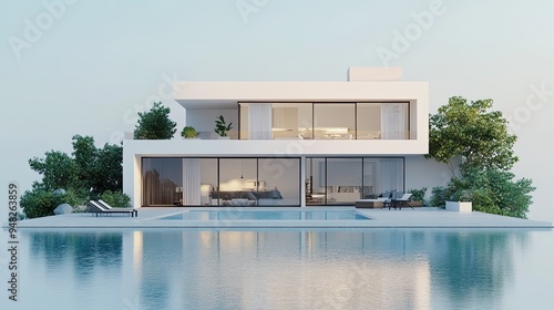 Modern White House with Pool