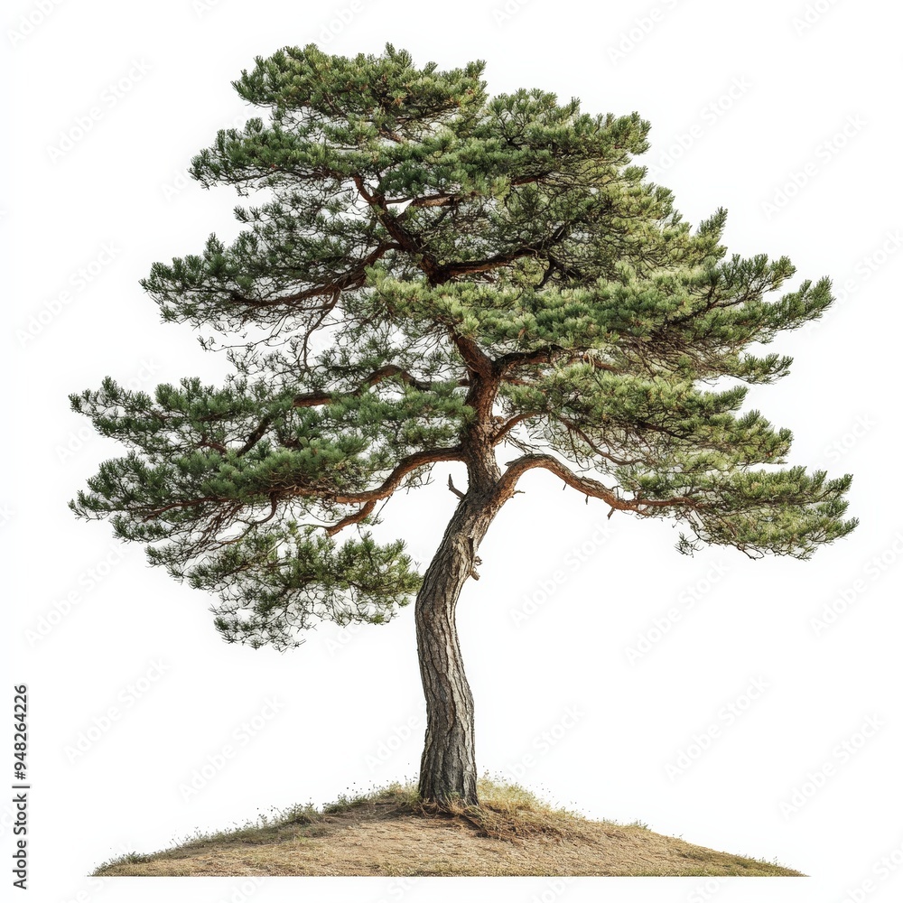 Fototapeta premium Single pine tree isolated on white background.