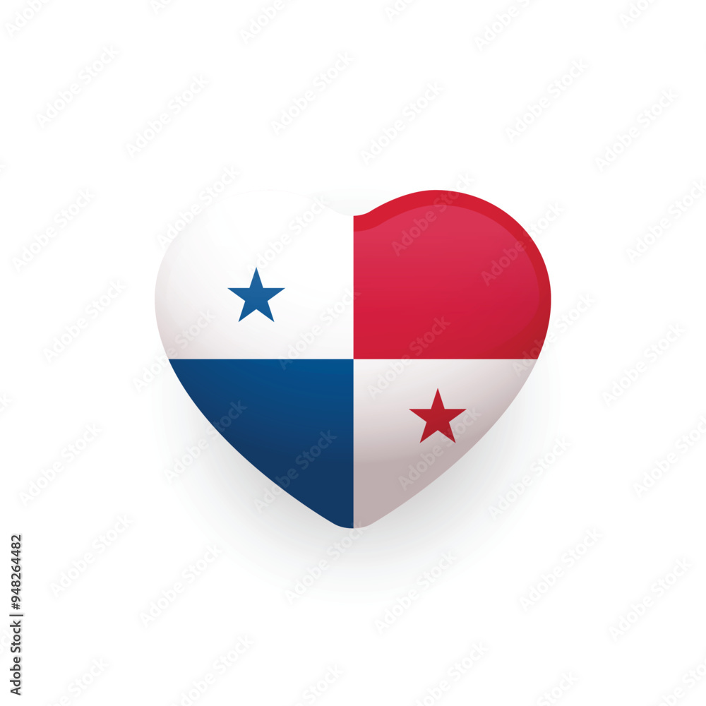 National flag of Republic of Panama shaped as heart. Panama flag. Vector illustration.
National flag of Republic of Panama shaped as heart. Panama flag. Vector illustration.