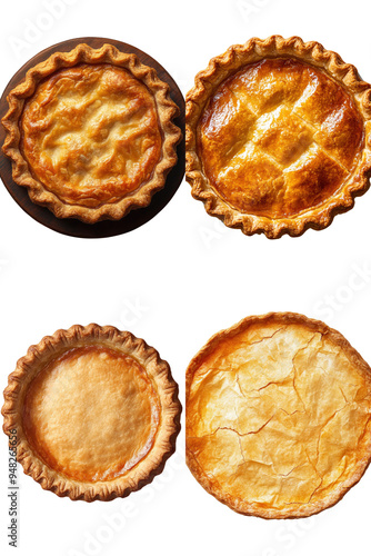 Golden Brown Pie Crust - Flaky and delicious pastry base Hyperrealistic Isolated PNG with Clear Transparent Background Highly Detailed