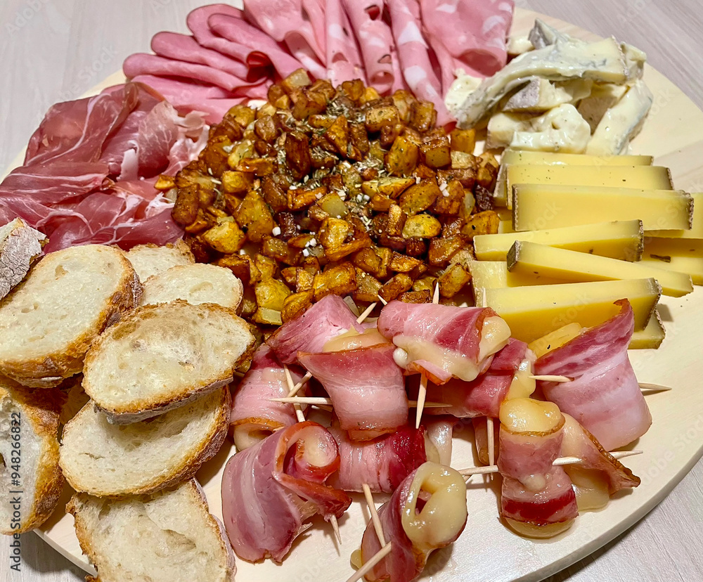 Appetizer platter with cheese and pork cold cuts Appetizer platter with cheese and pork cold cuts