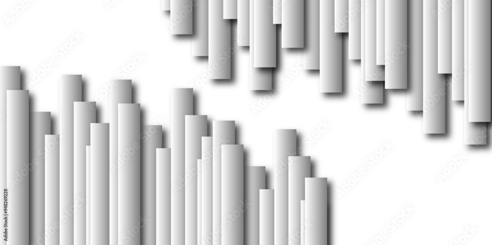 Fototapeta premium Abstract white, gray geometric lines background with shadow. Lines pattern background, Vector illustration. Seamless abstract technology line triangle diamond square background. 