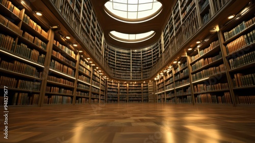 A vast library with books labeled dividends and growth, each book getting thicker as time passes photo