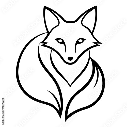 Fox Logo Vector line Art