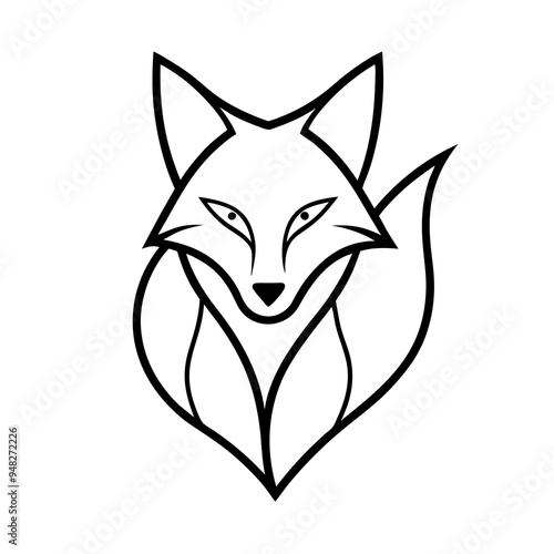 Fox Logo Vector line Art