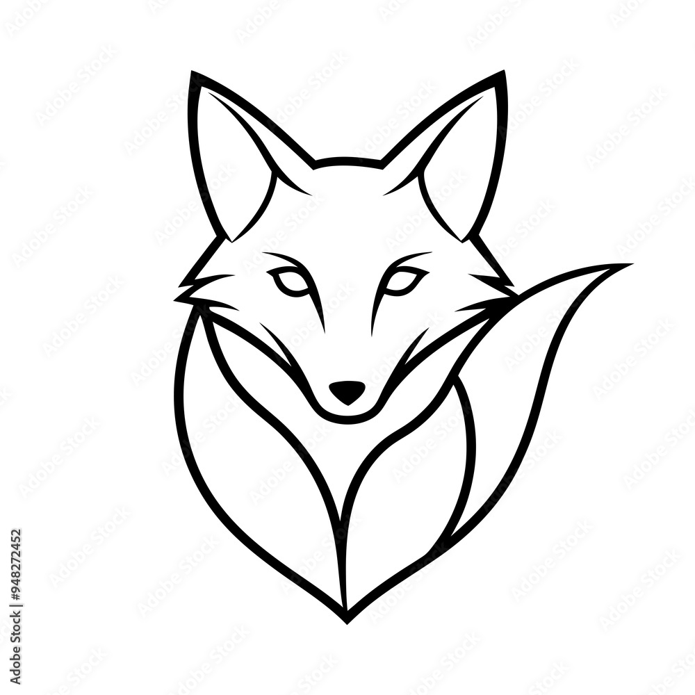 Obraz premium Fox Logo Vector line Art
