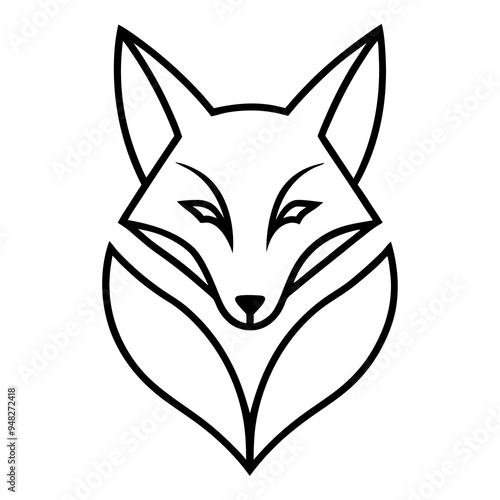 Fox Logo Vector line Art