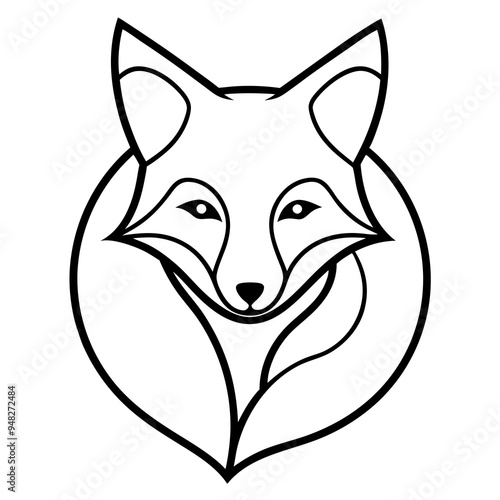 Fox Logo Vector line Art
