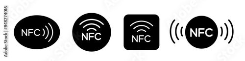 Nfc icon set. Nfc logo.