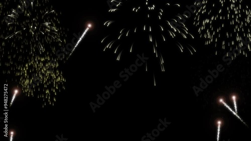 firework or firecracker animation with yellow gold color and flare trail tail effect