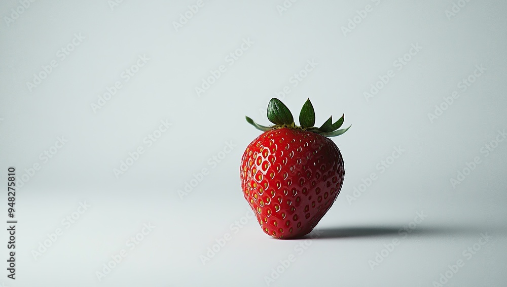 A single strawberry on white background, professional food photography A single strawberry on white background, professional food photography