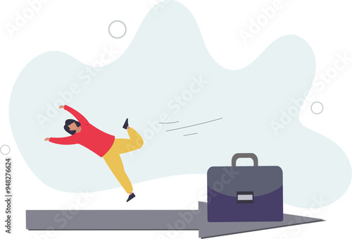 Wrong direction lead to mistake, leadership decision to be difference or opposite, mislead or false to get lost concept.flat design with people.