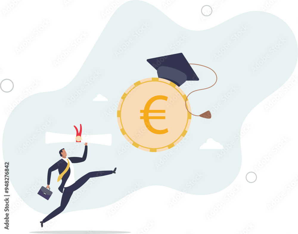 school expense or student debt, college diploma concept,flat design with people. school expense or student debt, college diploma concept,flat design with people.