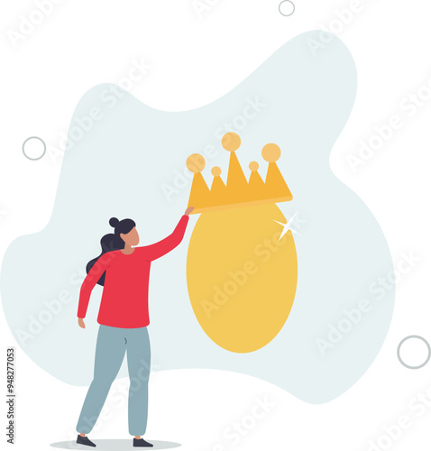 Golden egg investment, precious retirement pension fund, wealth or saving, 401k or IRA, prosperity or valuable asset concept.flat design with people.