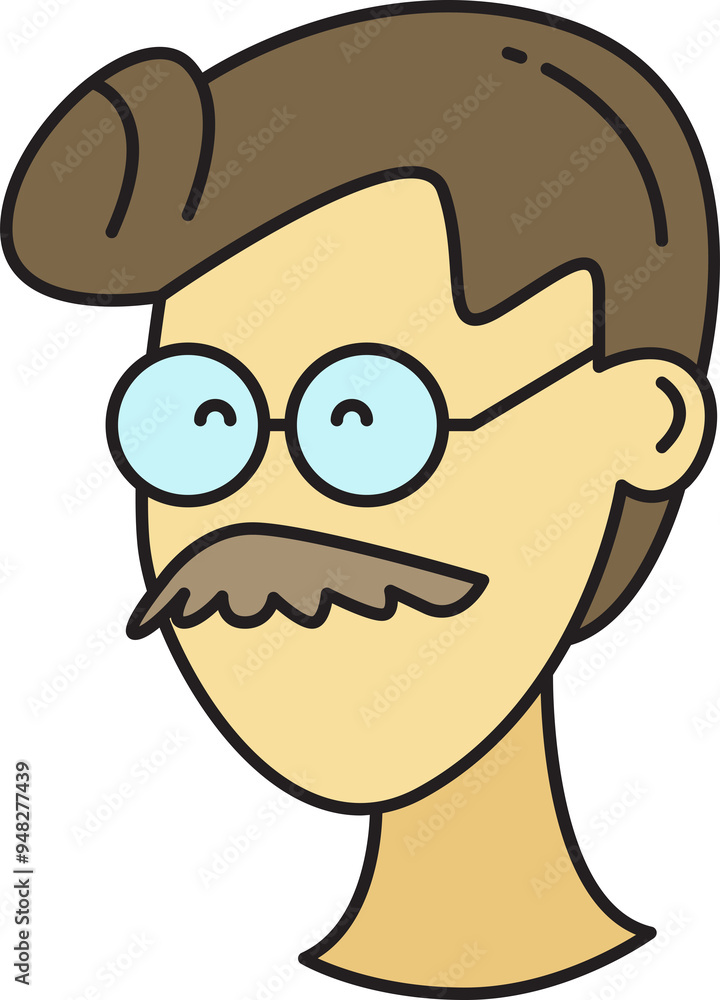 Beard Man Character Head Icon Beard Man Character Head Icon