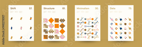 Comprehensive Set of Geometric Patterns: Ideal for Designers, Featuring a Wide Range of Symmetrical Shapes and Repeating Motifs for Versatile Use in Digital and Print Projects. Vector Illustration.	
