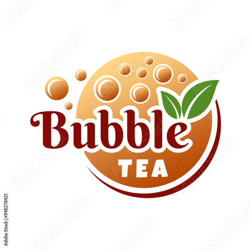 Bubble tea logo vector illustration template art illustration fresh milk tea boba with white background