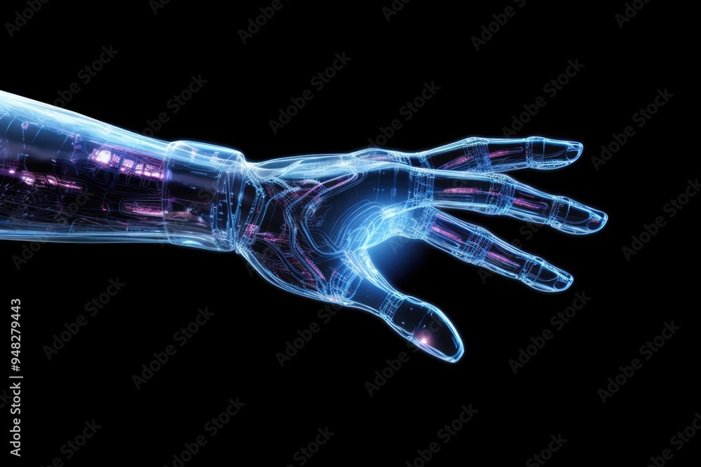 Naklejka premium Robotic hand, technology of artificial intelligence