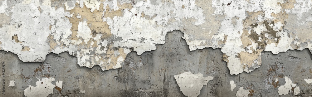 3D rendering of a concrete wall with peeling old paint on both exterior and interior surfaces 3D rendering of a concrete wall with peeling old paint on both exterior and interior surfaces