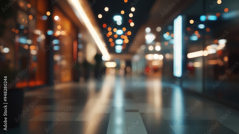 3D rendering of a dark blurred image showcasing a modern shopping mall corridor with a bokeh effect ideal for background use 3D rendering of a dark blurred image showcasing a modern shopping mall corridor with a bokeh effect ideal for background use