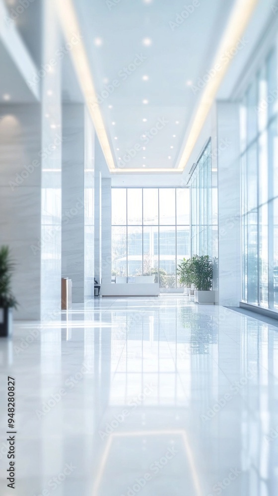 Sleek modern lobby with expansive windows, gleaming white floors, and dramatic lighting creates an airy, luxurious atmosphere in a high-rise building. Sleek modern lobby with expansive windows, gleaming white floors, and dramatic lighting creates an airy, luxurious atmosphere in a high-rise building.