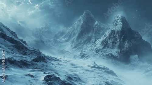 Wallpaper Mural Mystic Mountains: Majestic Snow-Covered Peaks and Mysterious Caves in Icy Landscapes Torontodigital.ca