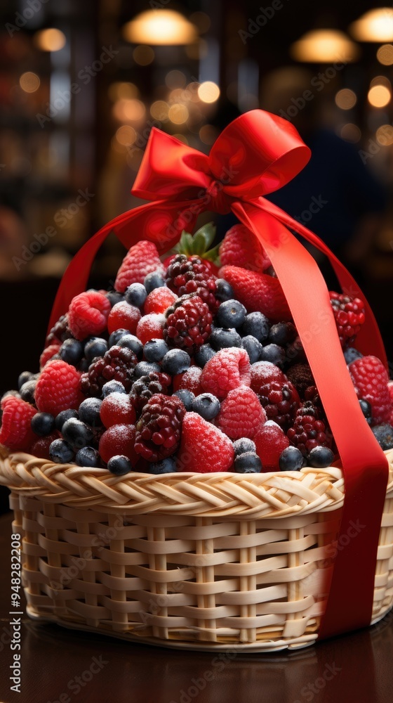 christmas basket with berries christmas basket with berries