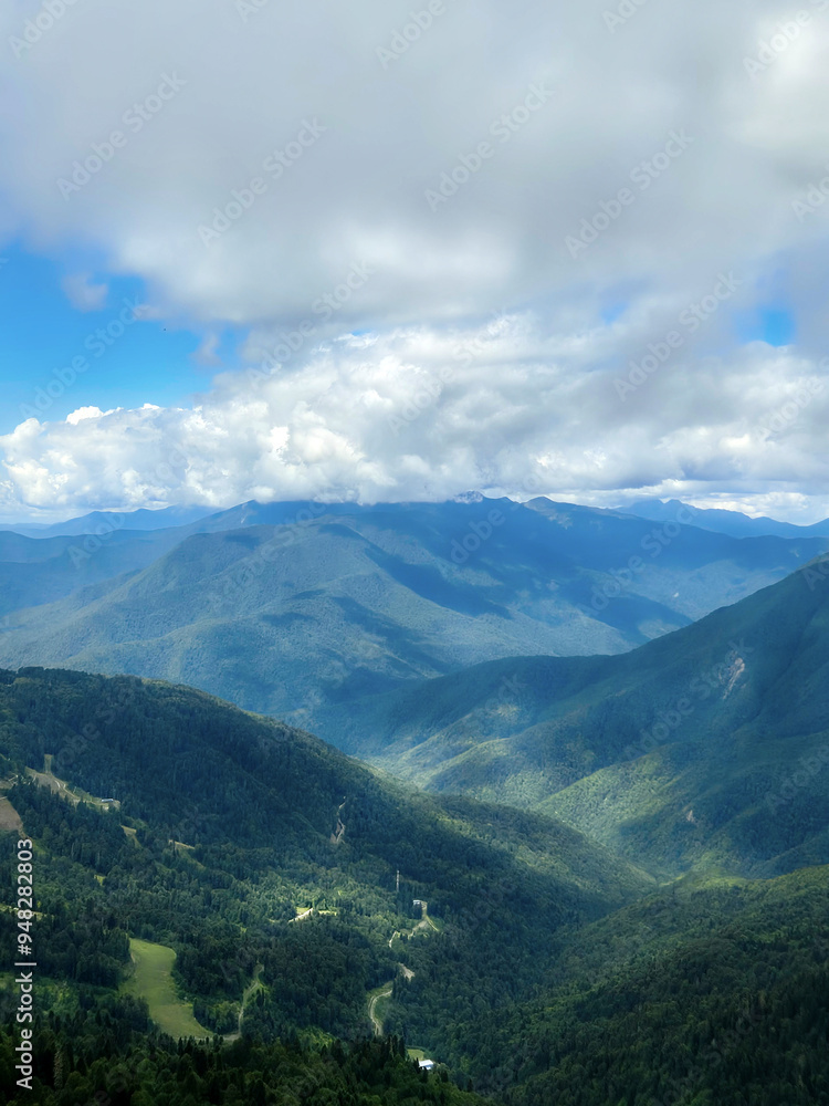 Mountains of the Caucasus overgrown with green forests Mountains of the Caucasus overgrown with green forests