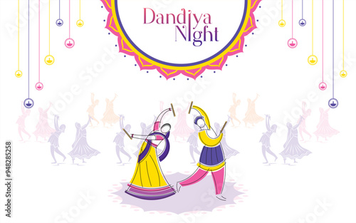 Dandiya and Garba Night poster for Navratri Dussehra festival of India.