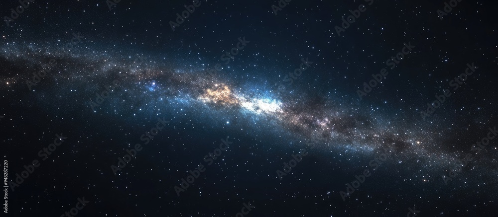 Fototapeta premium 3D cartoon rendering of a galaxy and cosmos on a dark sky featuring the Milky Way