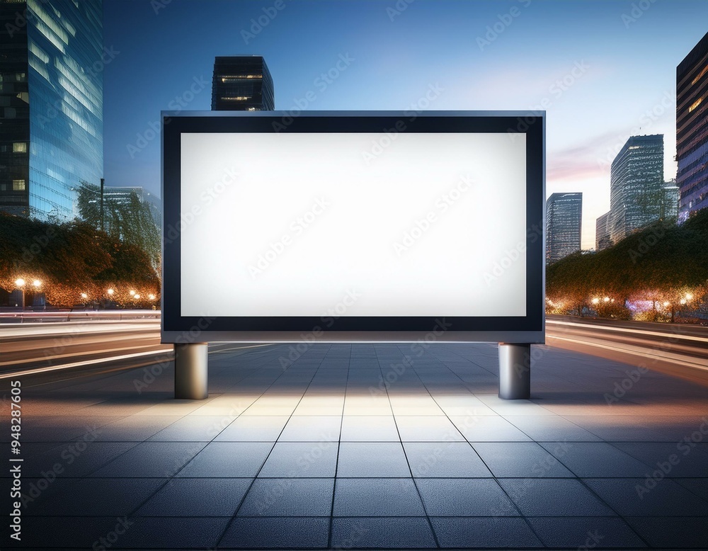 Fototapeta premium A modern digital billboard with a blank screen, ready for your advertisement.