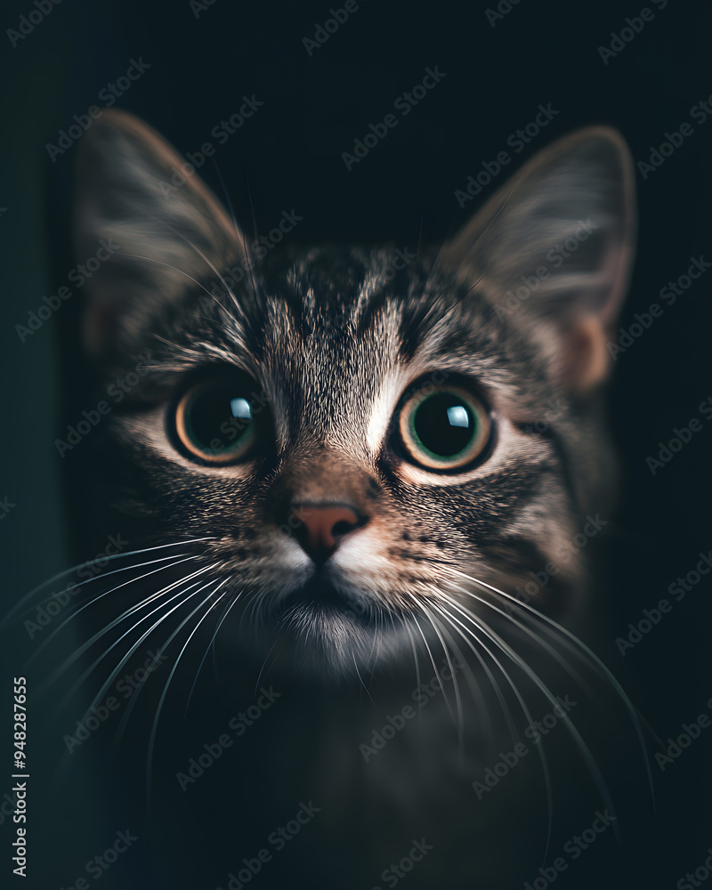 Close up portrait of Frighten or surprised cat Close up portrait of Frighten or surprised cat