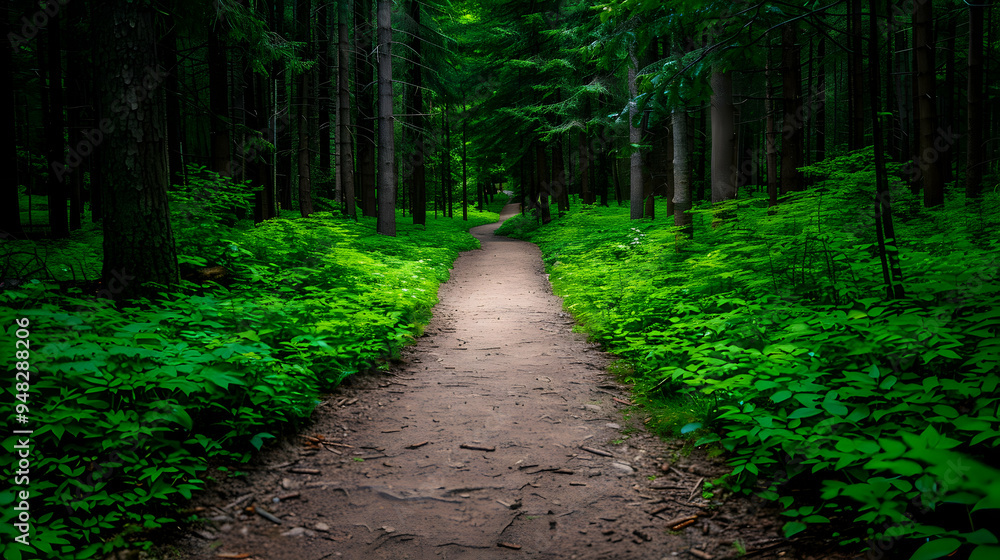 Fototapeta premium Path Through Forest With Lots Trees