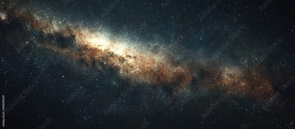 Close up view of the Milky Way galaxy featuring stars and space dust in the universe 3D cartoon rendering captured with a long exposure exhibiting grain Close up view of the Milky Way galaxy featuring stars and space dust in the universe 3D cartoon rendering captured with a long exposure exhibiting grain