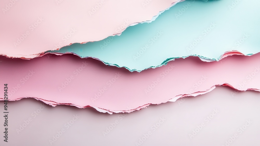 custom made wallpaper toronto digitalThis image features torn layers of pastel-colored papers, showcasing different shades and textures of pink and blue, creating an abstract and artistic visual effect.