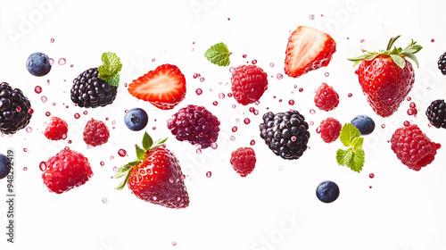 Fresh Berries in Flight