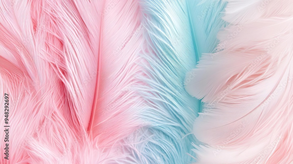 Obraz premium Feather texture, pastel color fusion, soft and delicate, watercolor style