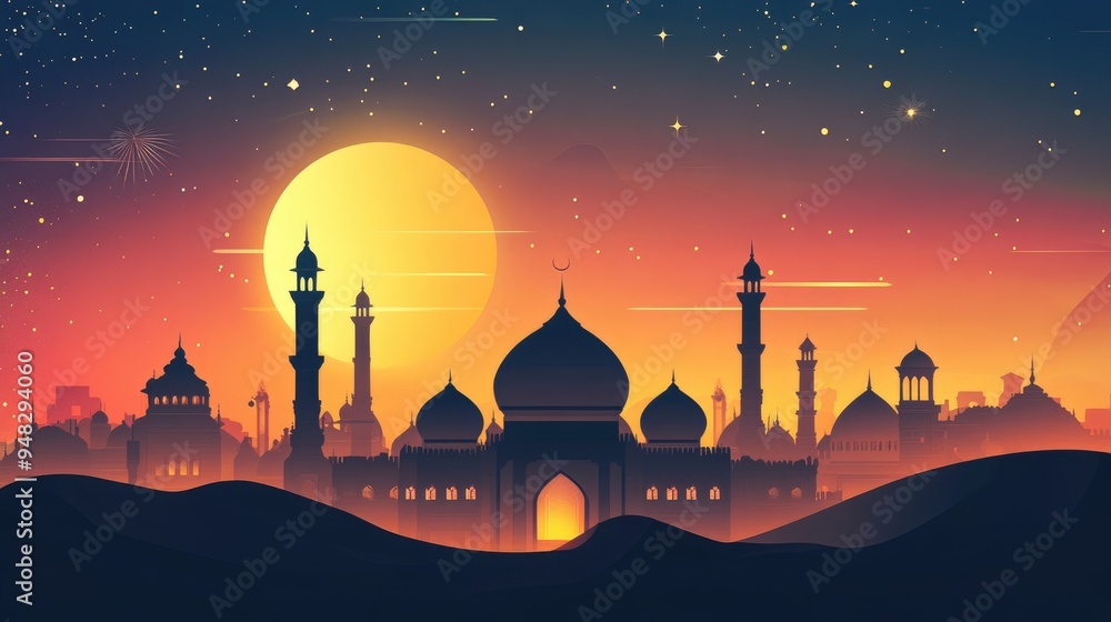 Ramadhan themed illustration featuring a creative graphic design Ramadhan themed illustration featuring a creative graphic design