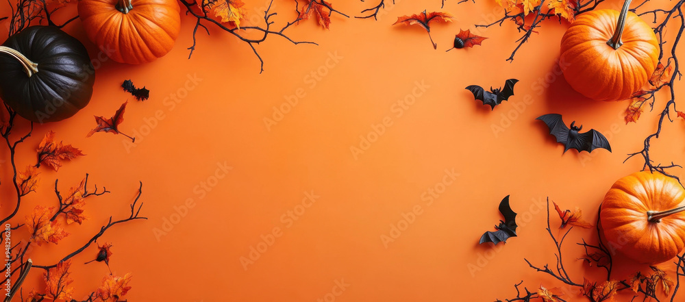 Halloween Pumpkin Bats Frame. Halloween Pumpkin Bats Frame.