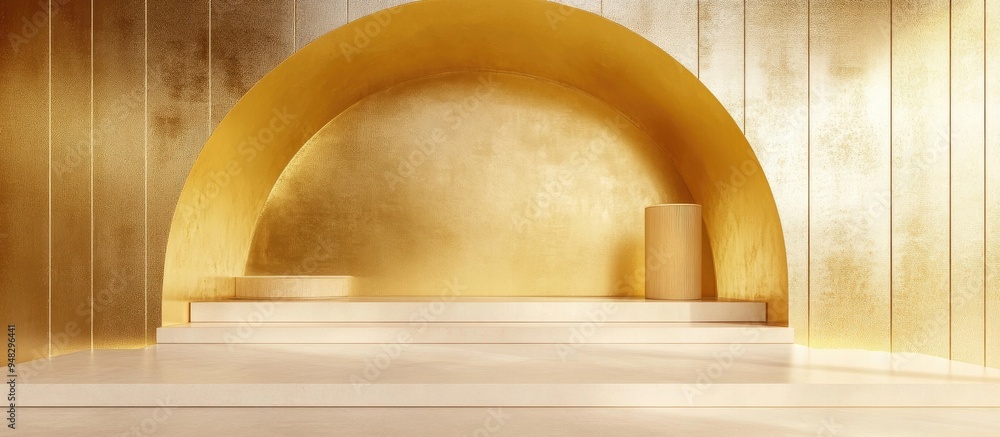 Golden arch for showcasing products A modern backdrop for product displays Golden arch for showcasing products A modern backdrop for product displays
